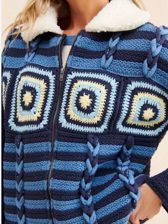 Free People Moon river Crochet jacket. NWT. Blue - Picture 5 of 5